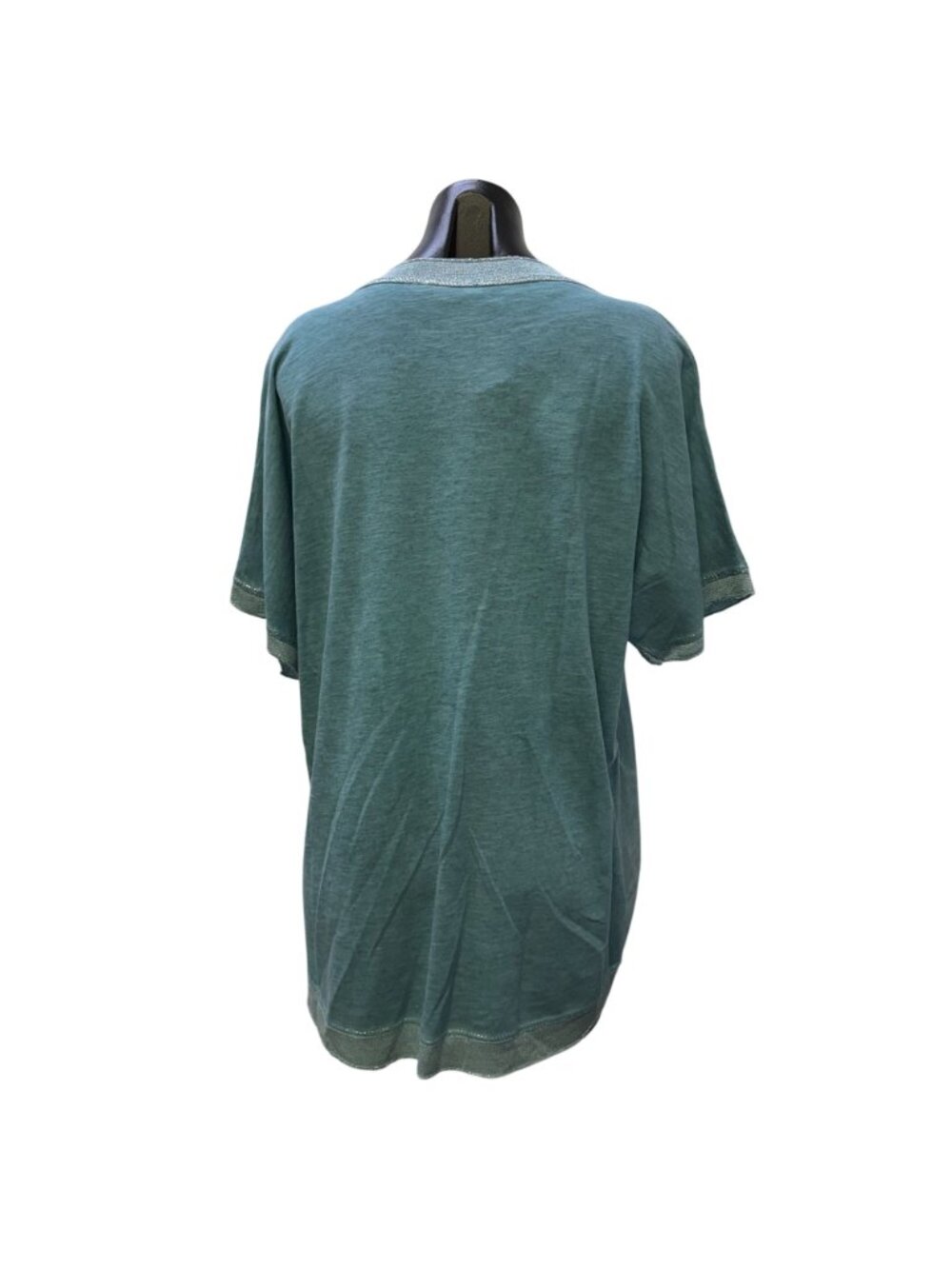 Tempo Paris 100% Linen Blouse Turquoise Made In Italy M - Picture 2 of 6